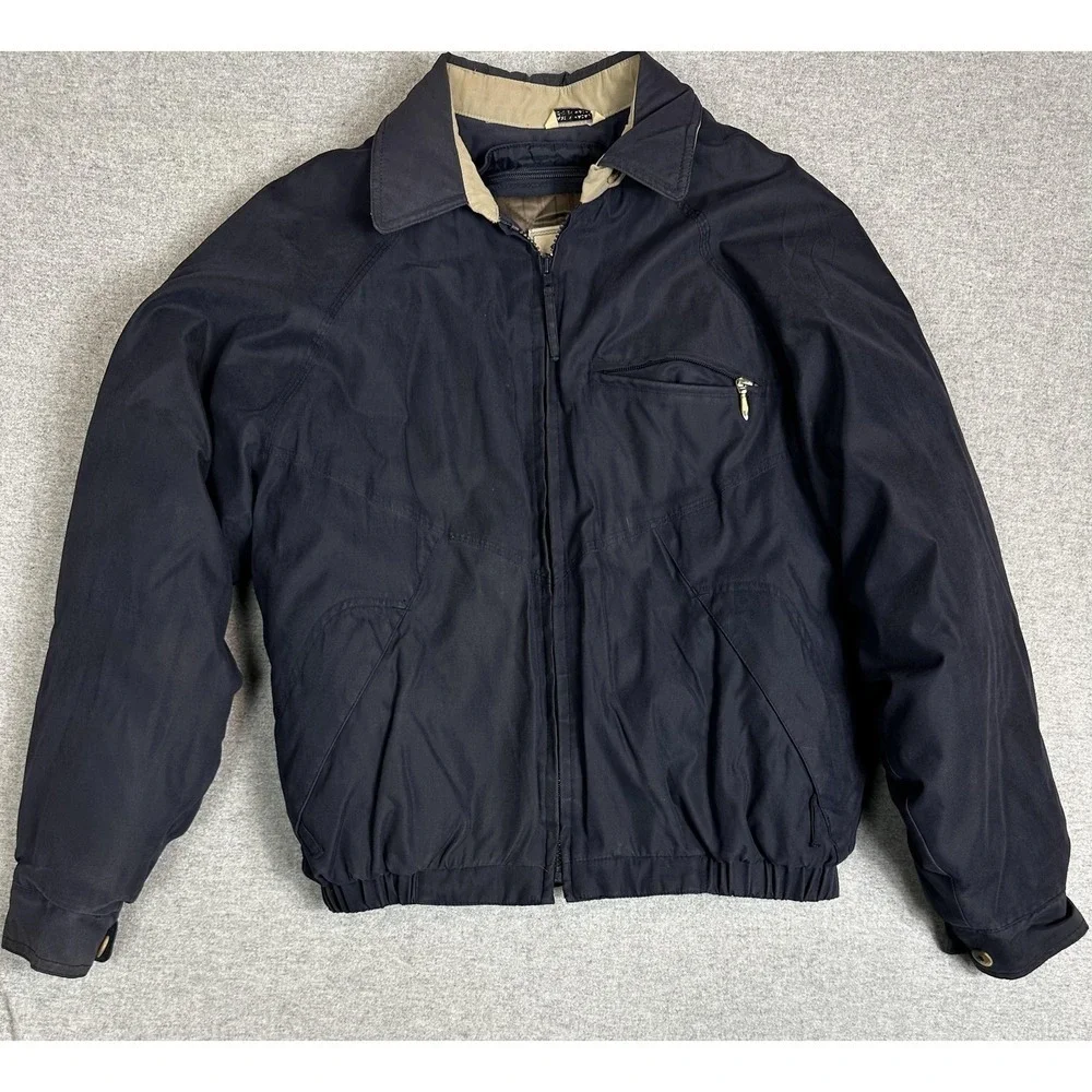 Aberdeen‎ Collection Jacket Mens Medium Navy Quilted Removable Liner Bomber Coat
